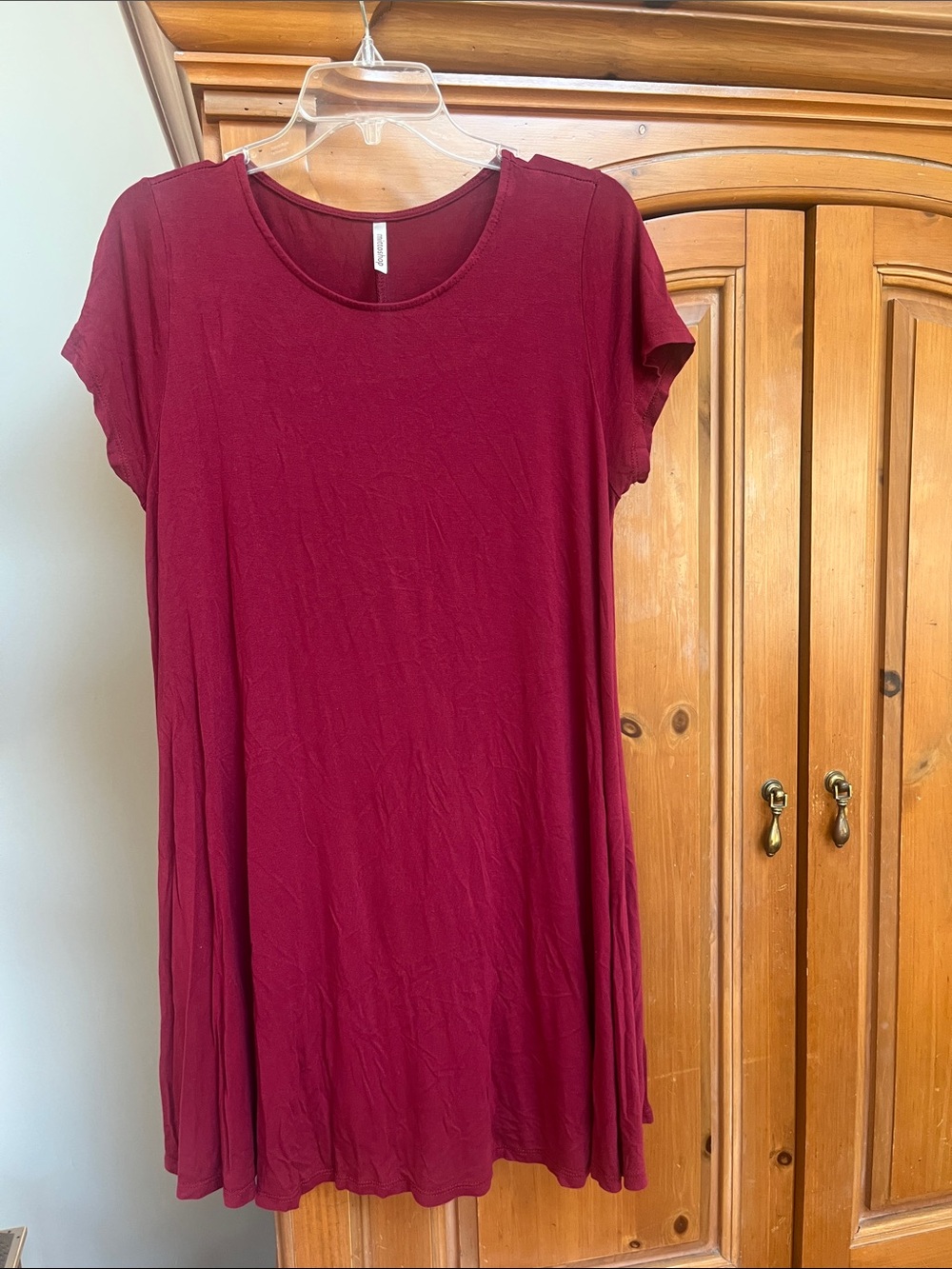 mittoshop Short Sleeve Swing Tunic Dress - Wine
